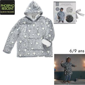 Snuggie - Kids - Hoodie Deken Blanket - Glow In The Dark - Fleece Deken - Plaid Met Mouwen