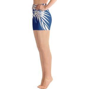 Sport Short - design Tiger Power Up - High Waist - Dry Fit - High Performance - 4way stretch - UPF 50+ - Hardloop - Yoga - Fitness - Dans - Pilates - Training - Korte Broek - dames- klassiekblauw wit - maat S