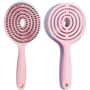 Haarborstel met wildzwijnharen voor eenvoudig ontwarren van haar – Geschikt voor nat en droog haar – Ergonomisch ontwerp voor alle haartypes