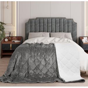 Verzwaringsdeken, therapiedeken voor volwassenen, dubbelzijdige zware deken van flanel en sherpa, zachte pluizige verzwaarde deken met glazen kralen, verzwaringsdeken, anti-stress, 9 kg, 150 x