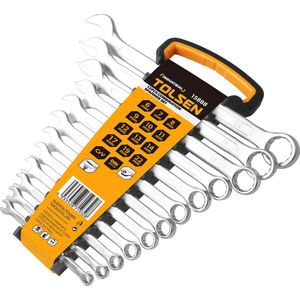 Tolsen Combinatiesleutelset 12-delig Industrial - Metrisch Steeksleutelset & Ringsteeksleutelset - 6, 7, 8, 9, 10, 11, 12, 13, 14, 17, 19 & 22 mm