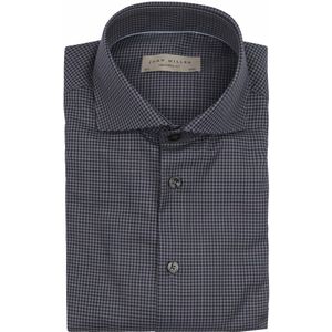 John Miller Overhemd Vichy Ruiten Antraciet - Maat 44 - Heren - Overhemden Casual