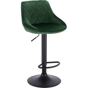 Designer Barkruk Herli - Met rugleuning - Stevig - Ergonomische barstoel - Velvet - Zithoogte 60 - 82cm - Donkergroen - Set van 1 - Keuken en bar - In hoogte verstelbaar