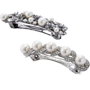 Emilie collection - haarspeld - zilverkleurig - 2 stuks - glitter - parels