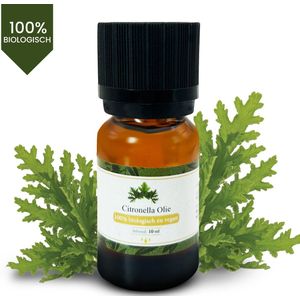 Citronella Olie 100% Puur - 10ml in Duurzame, Glazen Druppelfles - Etherische olie