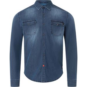 TIMEZONE Heren Overhemd STRETCH DENIM regular fit Blauw L Volwassenen