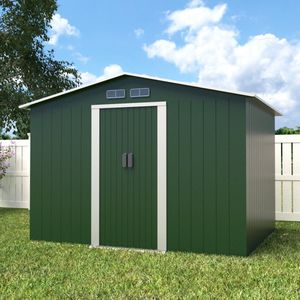Metalen tuinhuisje (9,3 m3) groen medium berging schuur HxBxD: 179x258x207cm