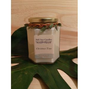 Handgemaakte - Christmas Time - 100 % ecologische sojawas geurkaars - 190 gram - >50 branduren - J&K Soy Candles