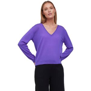 FALKE Basic New Merino V-Neck elegante klassieker wol trui dames purper - maat XS