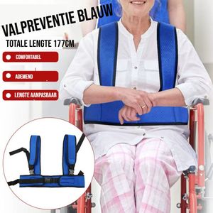 Allernieuwste.nl® Valpreventie Rolstoel Veiligheidsgordel Blauw – Harnas met Schouderriemen – Anti-Val & Anti-Slip Ondersteuningsvest voor Ouderen en Patiënten