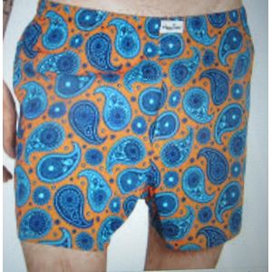 Happy Socks Boxer - Oranje - Blauwe Print - Maat s