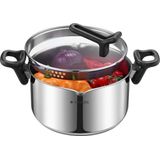 Navaris - RVS Kookpan - 5,3 Liter - 28 x Ø25 x 27 cm - Soeppan met Glazen Deksel en Vergiet