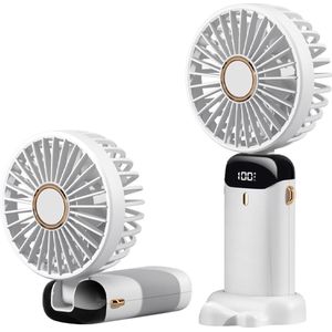 Handventilator - Draagbare Ventilator Oplaadbaar - Tafelventilator Draadloos - Mini Fan - 5 Standen - Wit