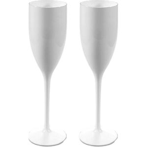 Kunststof Champagneglazen - 15cl - Wit - 2 Stuks