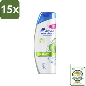 15 x Head & Shoulders - Shampoo - Apple Fresh - Verfrissende & Natuurlijke Appelgeur - 400 ml - Grootverpakking - Apple Fresh Shampoo - Anti-roos Shampoo - Head & Shoulders - Haarverzorging - Shampoo Voor Roos