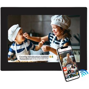 OER Digitale Fotolijst 10.1 Inch - Foto's delen op afstand via Frame App - Wifi - IPS Touchscreen - Fotokader - Zwart