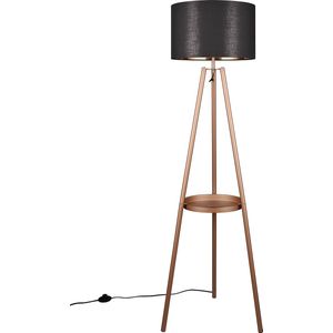 LED Vloerlamp - Torna Loet - E27 Fitting - Rond - Coffee - Metaal