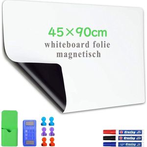 Magnetisch Whiteboard Folie 45*90CM Zelfklevende Weekplanner Whiteboard Papier inclusief Marker en Wisser - Muursticker voor Gladde Oppervlakken op School, Kantoor, Thuis