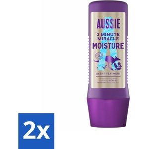 2 x Aussie - Haarmasker - 3 Minute Miracle Moisture - Intensief - Vegan Verzorging - 225 ml - Haar Masker - Haarmasker - Hydratatie Haar - Droog Haar - Breekbaar Haar