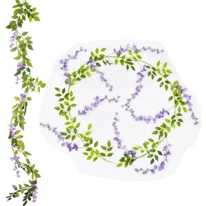 2 Stuks - 1.8m Kunstmatige Wisteria Krans - Kunstbloem Zijde Klimop Hangende Plant - Muur Decoratie Plant Bloemkunst - Feest\Ceremonie\ Huis\Bruiloft Tuindecoratie (Lichtpaars)
