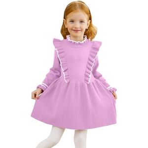 Meisjes gebreide jurk met lange mouwen voor herfst en winter