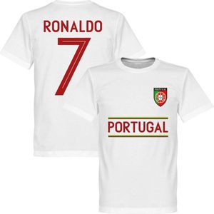 Portugal Ronaldo 7 Team T-Shirt-  Wit - XXXXL