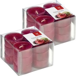 Trend Candles geurtheelichtjes/waxinelichtjes - 24x - appeltaart geur - 4 branduren -transparante cup
