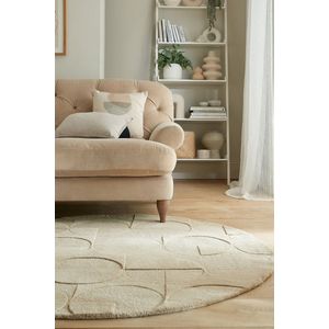 Flycarpets Gigi Rond Modern Wol - Geo Vloerkleed - Naturel / Beige - 160x160 cm