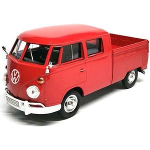 Volkswagen Type 2 (T1) Double Cap Pickup (Rood) 1/24 Motor Max - Modelauto - Schaalmodel - Model auto