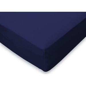 Eleganzzz Hoeslaken Jersey Stretch 35cm Hoekhoogte - Donker Blauw - Hoeslaken 180x210/220cm - 200x200cm - Lits Jumeaux - 100% Katoen - Hoeslakens