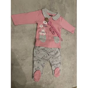 Smile everyday Baby pyjama met handgemaakte speenkoord en haarclip - Babykleding meisjes