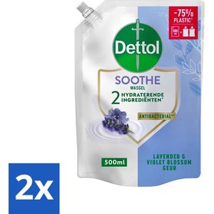 2 x Dettol - Handzeep Navulling - Soothe - Lavendel & Vioolbloesem - 500 ml - Handzeep Navulling - Lavendel - Vioolbloesem - Antibacterieel - Hydraterend