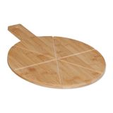 Relaxdays pizzaplank bamboe - Ø 30 cm - handvat - rond - pizza snijplank