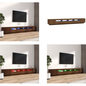 vidaXL 3-delige Tv-meubelset met LED bewerkt hout bruineiken - Tv-kast - Tv-kasten - Tv-meubel - Tv-meubel Met LED-verlichting