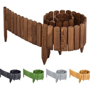 Garronda Rollborder - Flexibele houten - Gazonafscheiding - Palissade padenafscheiding - kan worden ingekort - Donkerbruin - Hoogte: 30 cm, hekje 200 cm
