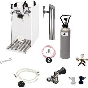 Complete set - Biertap - Kontakt 40 2-kraans droogkoeler, 50 liter/u - Biertap, Beertender, Thuistap, Bierkoeler, Type D, NC Adapter