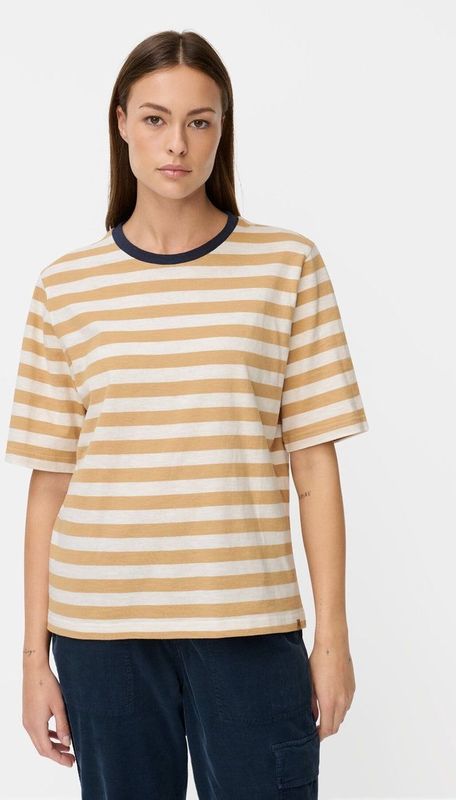 camel active - T-Shirt - Karamel - Gestreept Patroon