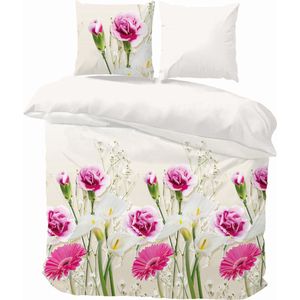 iSleep Dekbedovertrek Boeket - Litsjumeaux - 240x200/220 cm - Roze