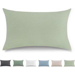 TheLau ® Kussenslopen Set van 2 Stuks in Linnenlook, Ademend en Huidvriendelijk, 40x80 cm, Lichtgroen