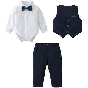 Feestelijke Baby Jongens Kleding Set 3-24 Maanden - Romper, Broek en Vest