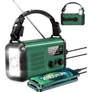 Condor Noodradio Solar & Opwindbaar – 20.000 mAh Powerbank met FM/AM Wereldontvanger – Draagbare Radio op Batterijen voor Noodgevallen & Camping – 2025 Versie