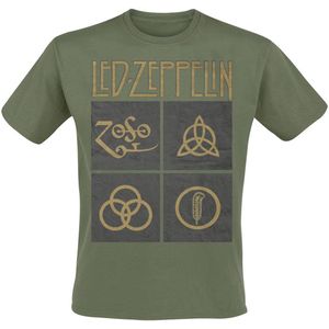 Led Zeppelin Green Symbols Heren T-shirt - olijf - XL