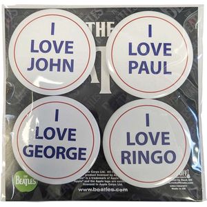 The Beatles - I Love 4 Pack Large Badge/button - Set van 4 - Wit