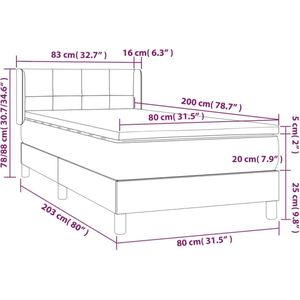 vidaXL Boxspring met matras stof donkerbruin 80x200 cm