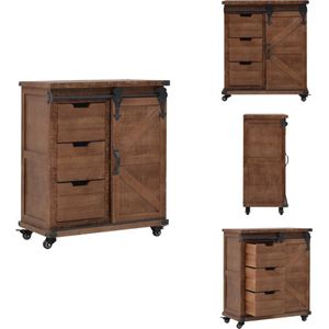 vidaXL Opbergkast - Opbergkasten - Dressoir - Dressoirs - Opbergkast 64x33,5x75 cm massief vurenhout bruin