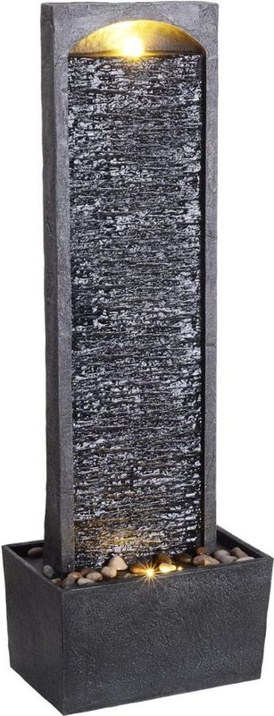 Goodivery® - Waterornamenten voor Buiten - Waterornamenten - Waterornamenten met Verlichting - RJ-19041-EU Tuin Patio Stenen 38 Inch Rechtopstaande Waterval Fontein - 34x22x98cm - Houtskool grijs