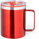 Benson Warmhoudbeker - thermos beker Barista - reis koffiebeker - RVS - rood - 400 ml - deksel