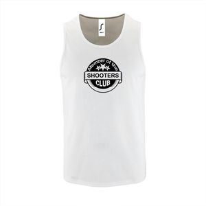 Witte Tanktop sportshirt met ""Member of the Shooters club"" Print Zwart Size M