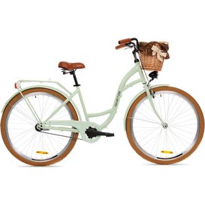 Goetze Style Vintage retro stadsfiets damesfiets hollandwiel 28 inch aluminium wielen diepe instap terugtraprem mand met bekleding