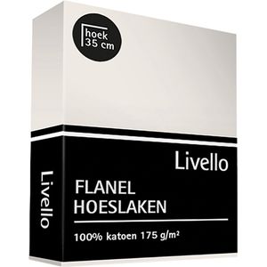 Livello hoeslaken flanel - Ecru 140x200